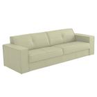 Sofá 3 Lugares Sala de Estar Pés Madeira Laus 242 cm Couro Off White - Gran Belo