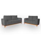 Sofá 3x2 Lugares Memphis Ultra Conforto em Madeira Maciça e Suede - LH Decor