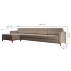 Sofá 4 Lugares Living com Chaise Esquerdo Pés e Base em Madeira Linho Cotton Bege