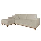 Sofá 4 Lugares Mônaco Com Chaise Esquerdo Linho Off White - Mobly