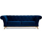 Sofá 4 Lugares Para Sala de Estar Império 280 cm D02 Veludo Azul Oxford C-304 - Lyam Decor