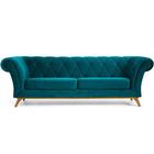 Sofá 4 Lugares Para Sala de Estar Império 280 cm D02 Veludo Azul Turquesa C-66 - Lyam Decor