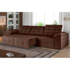 Sofá 5 Lugares 260 Cm Retrátil Reclinável D26 Mola Brasil Suede Marrom Terra - SóSofa - SÓSOFÁ