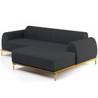 Sofá 5 Lugares com Chaise Direito Sala de Estar Molino 300cm D02 Linho Chumbo D-465 - Lyam Decor