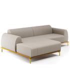 Sofá 5 Lugares com Chaise Esquerdo Para Sala de Estar Molino 320cm D02 Linho Bege C-107 - Lyam Decor