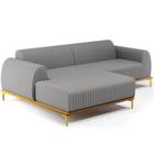 Sofá 5 Lugares com Chaise Esquerdo Sala Estar Molino 300cm D02 Linho Cinza Escuro C-416 - Lyam Decor