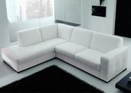 Sofá 5 Lugares com Chaise Lado Esquerdo, Sintético Branco - ENZ005