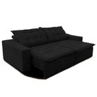 Sofá Amazonas 2 metros Retrátil com Molas Suede Veludo Light Preto - Sofá na Web