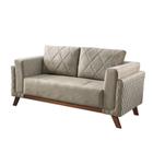 Sofa Angra com 2 Lugares Assento Veludo Cinza Base Madeira 1,57 MT (LARG) - 56029