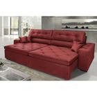 Sofá Austin 2,22m Retrátil, Reclinável, Molas no Assento e Almofadas, Tecido Suede Velusoft Vermelho