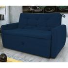 Sofá Cama 2 Lugares Piers Suede Azul - Mais de Casa