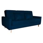 Sofá-Cama 3 Lugares com Baú Pamela Veludo Azul