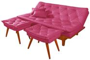 Sofa Cama Caribe Em Material Sintetico + Duas Banquetas Rosa