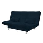 Sofá Cama Casal Com Almofadas Gabriella Suede Azul Marinho