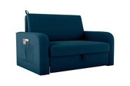 Sofá Cama com Baú 2 Lugares Daiane Azul Matrix