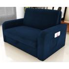 Sofá Cama com Baú 2 Lugares Harry Suede Azul - CasaH