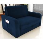 Sofá Cama com Baú 2 Lugares Raheny Suede Azul - CasaH