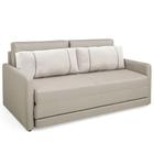 Sofá-Cama Herval Aurora, com Colchão de Casal, 2 Lugares, Linho Bege Areia