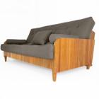 Sofá Cama Paris II Ripado Sarja em Madeira Maciça Cor Natural - R9 Design Futon