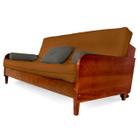 Sofá Cama Paris Sarja Caramelo Madeira Nobre Cor Imbuia - R9 Design Futon