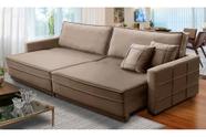 Sofá Cama Retrátil e Reclinável 2,10m com Molas Karen Veludo Cappuccino Adonai Estofados