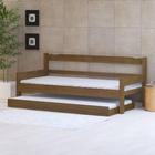 Sofá cama solteiro de madeira maciça com cama auxiliar e colchão Nemargi Imbuia