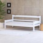 Sofá cama solteiro de madeira maciça com colchão Nemargi Branco