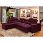 Sofá Canto Chaise 280 x 220 Cm Retrátil Mola Bonnel Pillow D28 Stillo Veludo Roxo - Grandellar