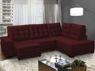 Sofá Canto Chaise 5 Lugares Retrátil 285 Cm Mola Bonnel Pillow Rio Veludo Vermelho Bordo - SóSofá