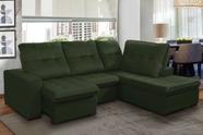 Sofá Canto Chaise D 290 x 223 Cm Retrátil Duplo Molejo Pillow D28 Marselha Veludo Verde - Grandellar