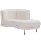 Sofá Chaise Direito Base Ouro Fosco Penélope Bouclê Off White - CasaePoltrona