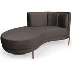 Sofá Chaise Esquerdo Sala de Estar Penélope Base Cobre Veludo Marrom Acinzentado - CasaePoltrona