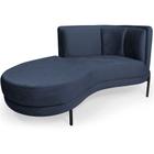 Sofá Chaise Esquerdo Sala de Estar Penélope Base Preto Suede Azul Marinho - CasaePoltrona