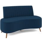 Sofá Chaise Living 2 Lugares 160cm Para Sala Cayman K01 Veludo Azul Marinho - Lyam Decor