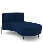 Sofá Chaise Longue Sala de Estar Living Lucca Direito D02 Veludo Azul Marinho C-304 - Lyam Decor