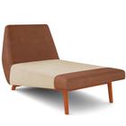 Sofá Chaise Longue Sala de Estar Living Parisi D02 material sintético Camel B-14 Linho Bege D-463 - Lyam Decor