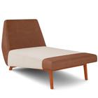 Sofá Chaise Longue Sala de Estar Living Parisi D02 material sintético Camel B-14 Linho Cru D-461 - Lyam Decor