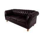 Sofá chesterfield capitone duque 2m 3 assentos courano café / dom pedro - barbearia - escritório - sala de estar - Novo Encanto