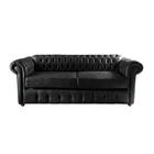 Sofá Chesterfield Capitone Luis XV Vicenzo Preto Couro Eco 2M / Decoracao, sala tv estar, recepçao - Novo Encanto