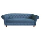 Sofá Chesterfield Capitone Luiz XV Suede Azul Petróleo 1,80