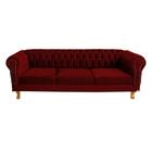 Sofá Chesterfield Duque 3 lugares 1,80 - Suede Bordo / sala de estar, recepção, barbearia - Novo Encanto