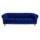 Sofá Chesterfield Duque 3 lugares 2,30 - Suede Azul Marinho / sala de estar, recepção, barbearia - Novo Encanto