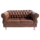 Sofá Chesterfield Elisabeth 2 Lugares 1.50M Corano Marrom/decoração, cafeteria, barbearia, escritório, consultório, sala - NOVO ENCANTO