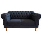 Sofá Chesterfield Elisabeth 2 Lugares 1.50M Suede Preto/ decoração, barbearia, sala de estar, escritório, recepção - Novo Encanto