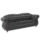 Sofá Chesterfield Merlo 3 Lugares 1,80 - Corano Preto / Decoração, recepção, sala tv estar - Novo Encanto