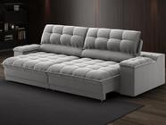 Sofá com Porta Copos e Carregador USB Ret Rec Luke 2,90m Veludocristal Cinza - NETSOFAS