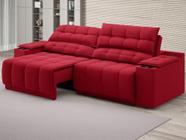 Sofá com Porta Copos e Carregador USB Retrátil e Reclinável Samurai 2 mt Velosuede Vermelho NETSOFAS