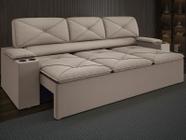 Sofá com Porta Copos Retrátil e Reclinável Pop 2,05m Velosuede Capuccino - NETSOFAS