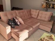 Sofa Confort de Canto Retratil e Reclinavel Tecido Suede Rose 2,90x 2,20