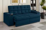 Sofá Confort Premium 1,70m Assento Retrátil/Reclinável porta copos e USB Suede Azul - XFlex Sofas